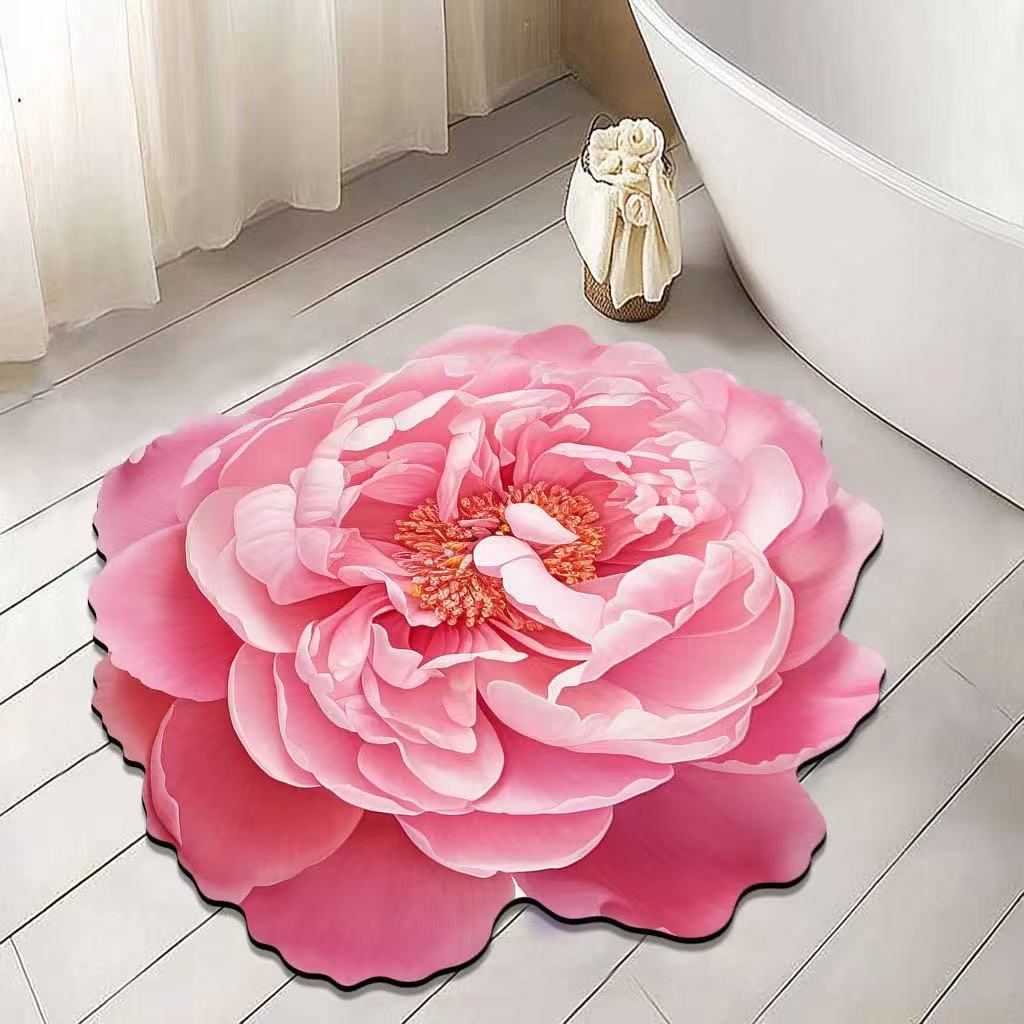 3D Creative Flower Diatom Mud Mat Bathroom Kitchen Toilet Door Water Absorbent Non-slip Dirty-resistant Foot Mat