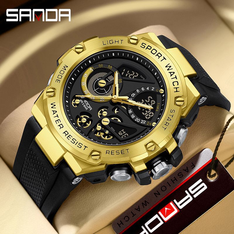 Sanda reloj, reloj electrónico multifuncional para estudiantes de secundaria junior, despertador de luz nocturna coreano, reloj masculino a prueba de agua y choque