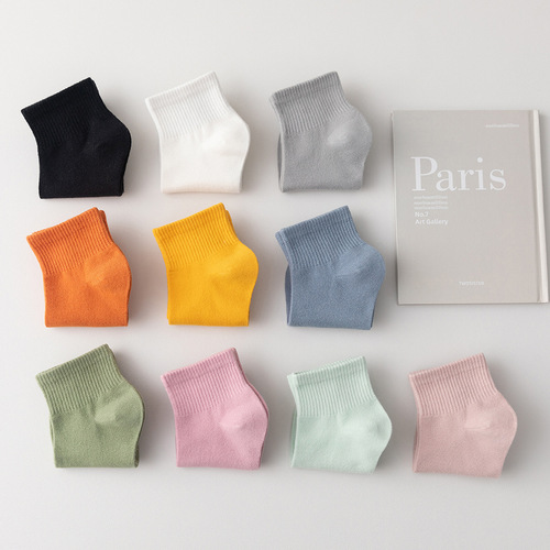 Women's Short Socks for Spring and Summer, Subtle Japanese Style, Plain Color Boat Socks, Low Mouth, Pure Cotton, Ins Trendy, All-Cotton Four-Season Low-Top Socks