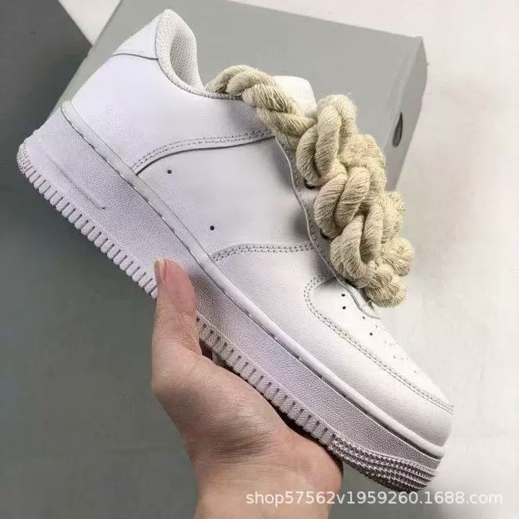 AF1 Air Force One Black Warrior Thick Rope Low-top High-Value Couple Модные мужские повседневные универсальные пары 315122.