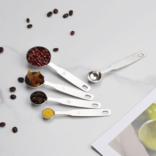 Stainless steel measuring spoon coffee milk powder seasoning measuring spoon suit measuring scale spoon baking tools 5-piece measuring spoon