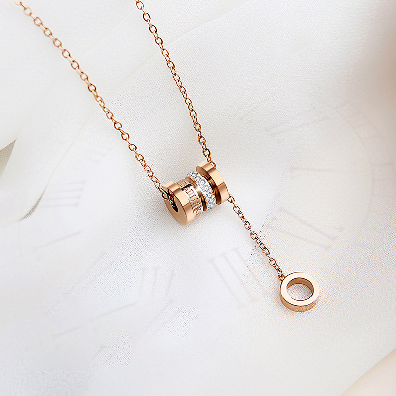 Full-body titanium steel Roman digital elegant titanium steel necklace small waist clavicle chain ins cold trendy short chain for women Full-body titanium steel Roman digital elegant titanium steel necklace small waist clavicle chain ins cold trendy short chain for women