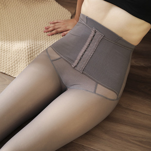 Lace High Waist Belly Tinting-breasted Adjustable One-piece Pants fleece-lined Thickened Body-shaping Pressure Leggings for Outer Wear