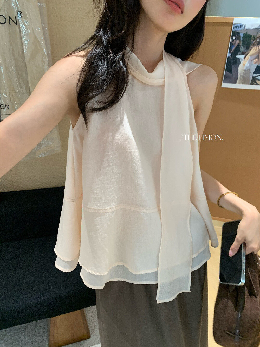 Áo hai dây nữ thiết kế dây rút phối nơ, mặc trước sau đều được, tôn dáng thon gọn — màu hồng, màu cam, màu trắng, xanh lá cây chi tiết 16