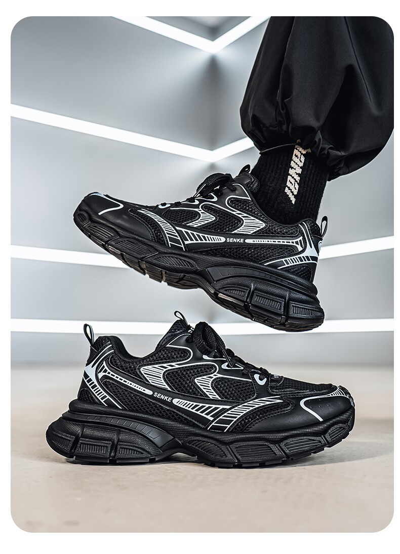 Men's Summer Breathable Trendy Versatile Youth Mesh Sneakers, Casual Running Thick-soled Height-increasing Dad Shoes_vogvips.com
