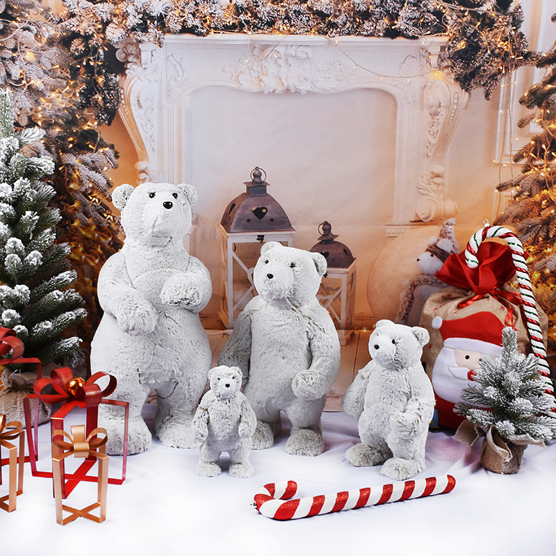 Ornamentación europea de oso de flojo para el hogar decoración de la escena del centro comercial de Navidad oso polar props de disparo