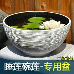 シンプルな特大蓮水耕栽培プラスチック植木鉢、厚みのある模造石銅銭草睡蓮非多孔盆栽鉢、中庭ガーデニング用