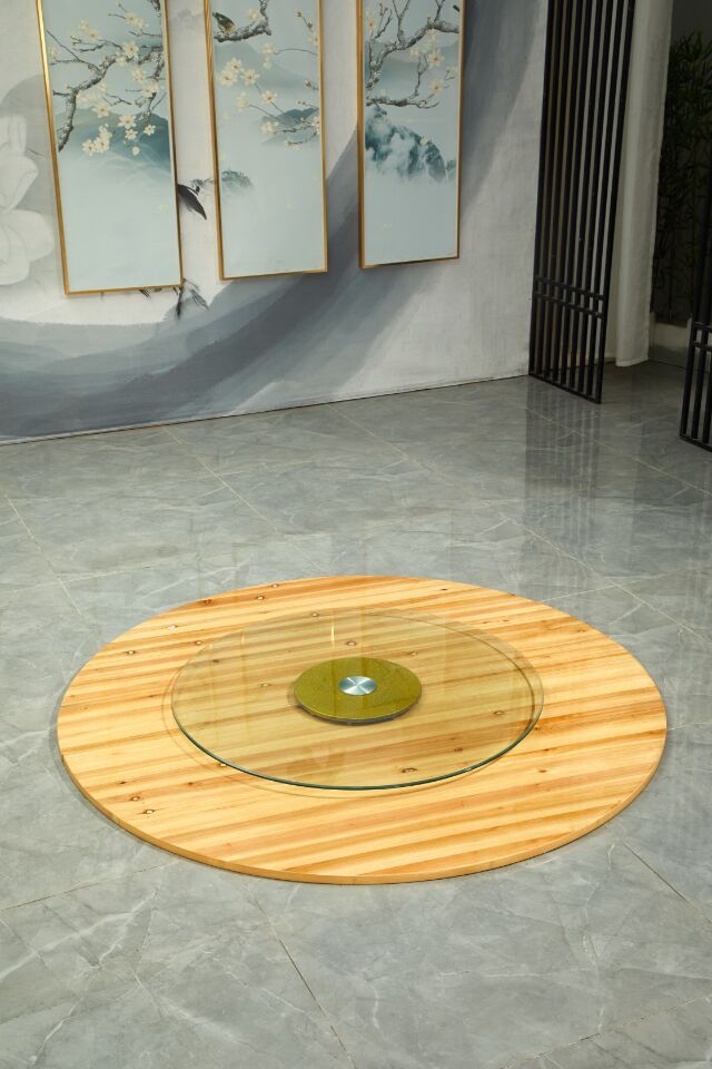 Fábrica directa de hoteles de madera maciza doméstica mesa redonda 10 personas 15 personas 20 personas sala de baile plegable mesa de comedor redonda gira
