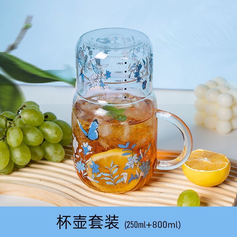 高硼硅玻璃杯子大容量冷水壶耐高温一人饮水杯耐热泡茶杯带防尘盖|undefined
