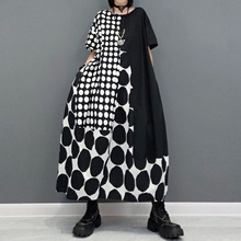 跨境好质量2023夏装新款时尚连衣裙韩版大码波点宽松显瘦休闲长裙