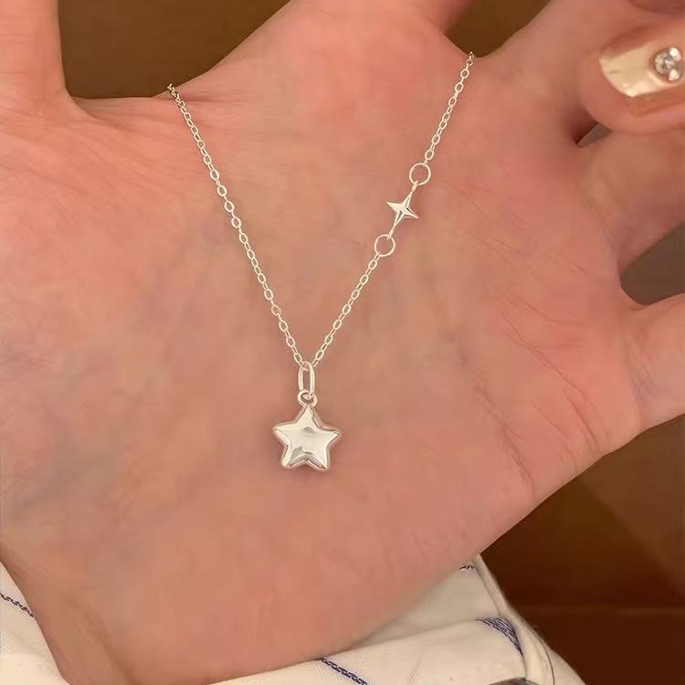 Five-pointed Star S925 Silver Plated Necklace Women's 2025 New High-end Sense Niche Collarbone Chain Women's Necklace Fashion Silver Jewelry