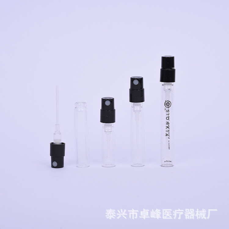 卓峰厂家供应 玻璃香水瓶分装试管 1ml 2ml 3ml 香水喷雾瓶