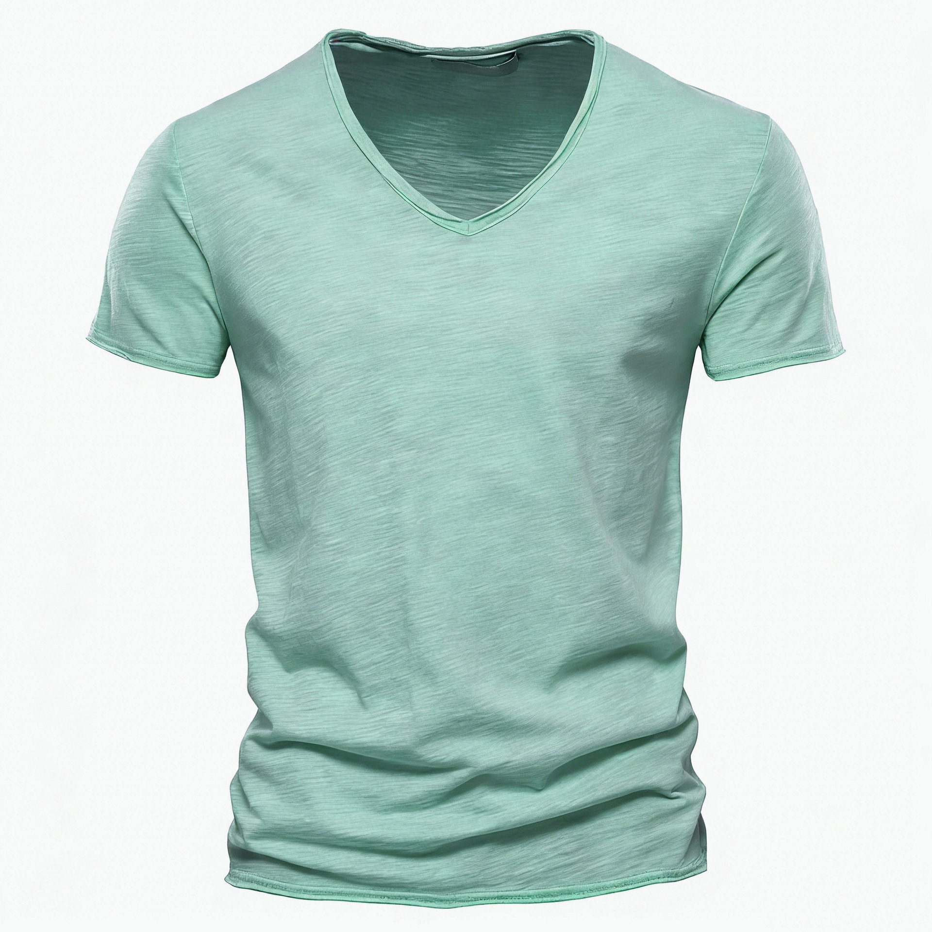 Camiseta de manga corta de algodón, cuello V, estilo casual americano, verano