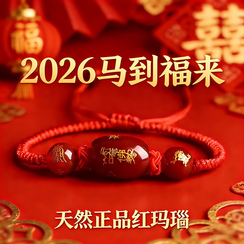 2026 Year of the Horse Zodiac Year Red String Agate Tai Sui Red String Red String Twelve Zodiac Signs Tai Sui Red String Year of the Horse Red String