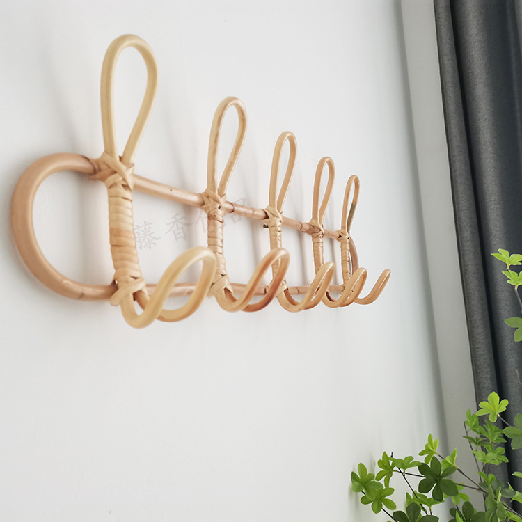 Hecho a mano ins Retro Ropa de ratán real y gancho de sombrero simple gancho de pared gancho de ropa decorativa gancho de ropa de pasillo gancho de niños