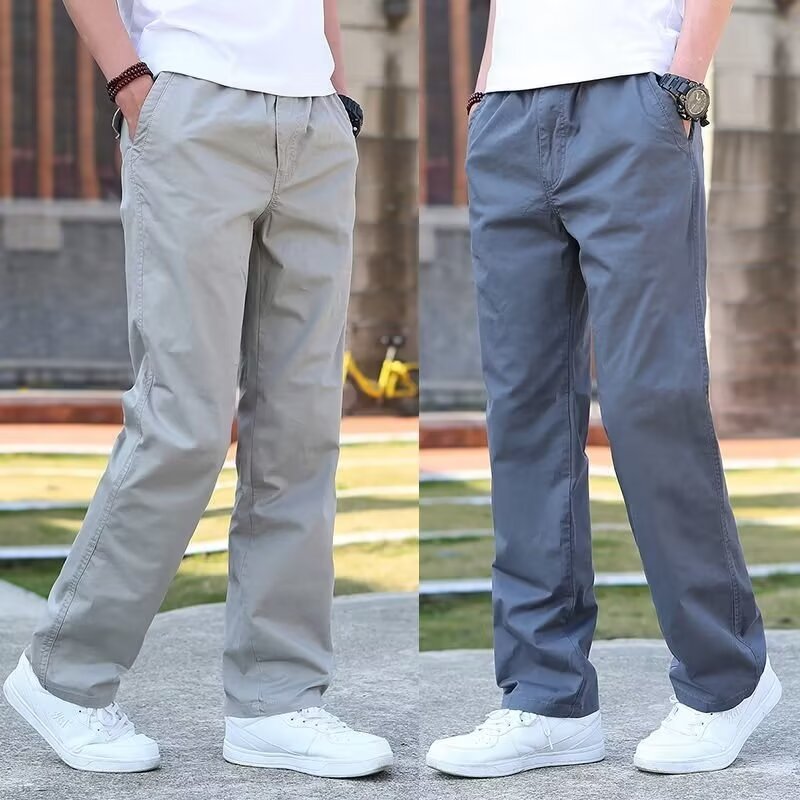 Men's Outdoor Loose Comfortable Sports Straight-Leg Long Pants Summer Classic Simple Solid Color Versatile Casual Pants