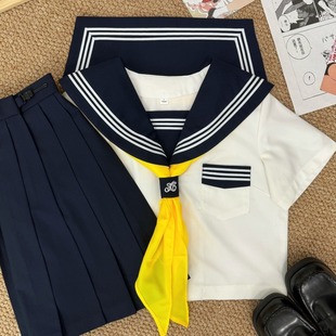 Original sailor suit female jk uniform suit navy collar academy style cyanotic collar upgrade white three basic school