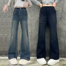 女童裤子春秋2025新款中大童休闲微喇叭裤洋气女孩秋季牛仔喇叭裤