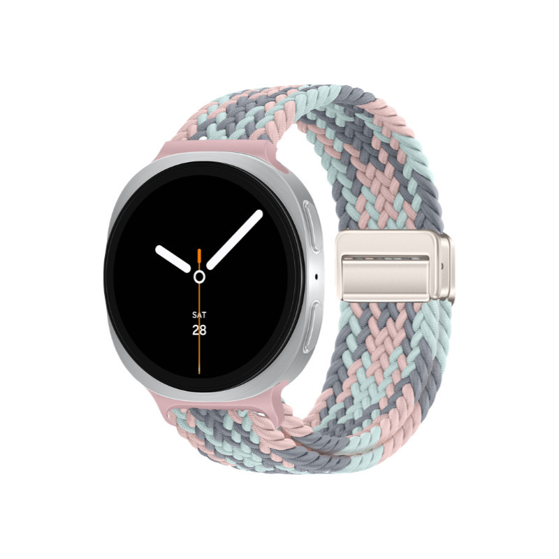 适用于三星GalaxyWatch8尼龙编织回环金属四点磁吸扣透气运动表带|undefined