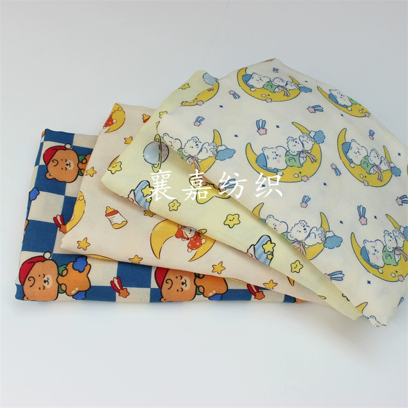 Bamboo fiber double-layer gauze fabric cartoon digital print baby clothing pajama fabric