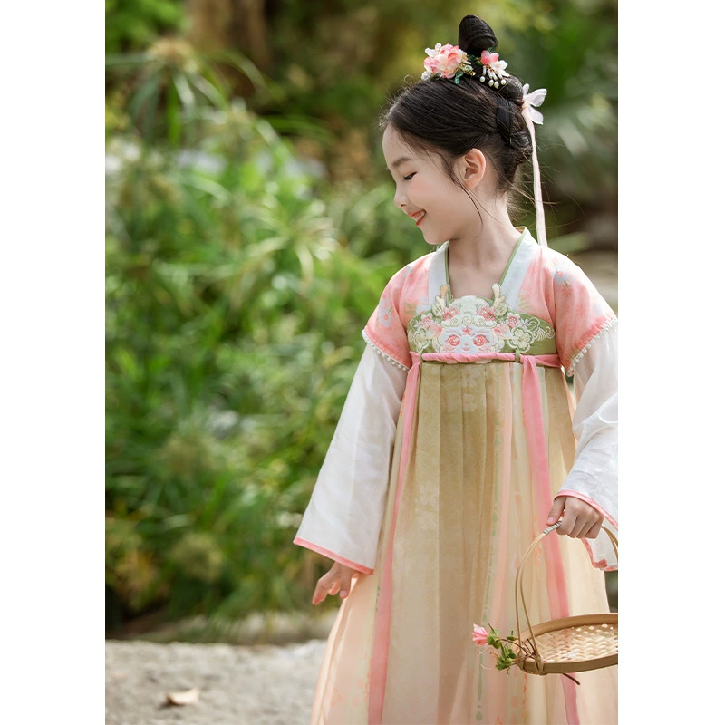 Spring dress, long skirt, Hanfu, 2024 years, Chinese style, with embroidery