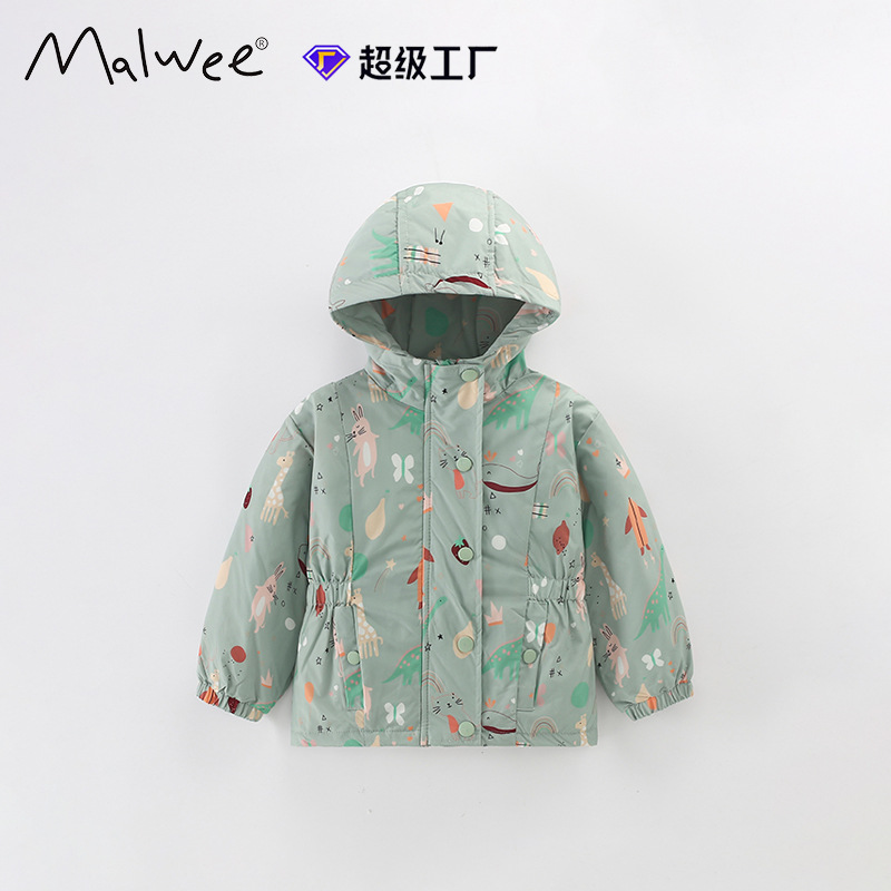 Cruce fronterizo malwee chaqueta de niñas primavera nueva camiseta con cremallera para niños europeos y estadounidenses con capuzas