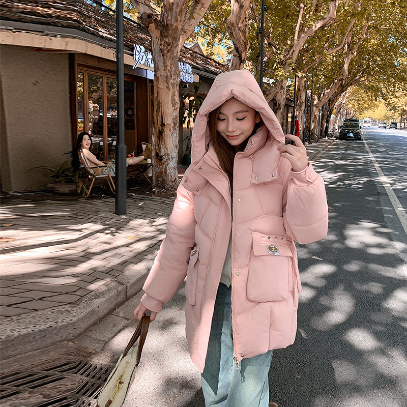 2025 nueva chaqueta de algodón encapuchada de tamaño grande chaqueta de algodón cálida de moda versión casual de algodón grueso chaqueta de mujer gruesa