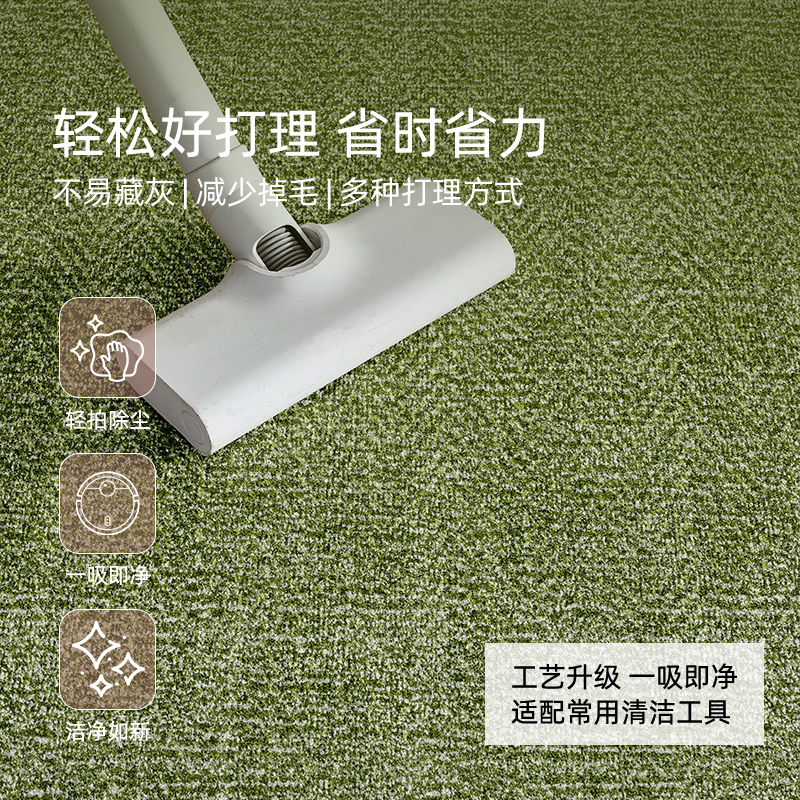 地毯客厅中古风绿色法式地毯卧室轻奢高级感沙发免洗可擦房间地垫|undefined