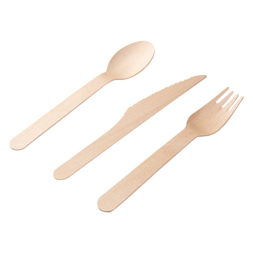 Disposable Degradable Wooden Knife and Fork Spoon Wooden Spoon Fork Knife Tableware Western Dessert Fruit Fork Bamboo