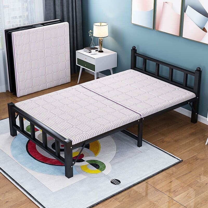 Portable folding nap bed, simple home use iron frame bed for lunch break, rental room, companion care, dormitory mattress, metal single bed Portable folding nap bed, simple home use iron frame bed for lunch break, rental room, companion care, dormitory mattress, metal single bed