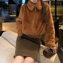 板栗可可家anna酱同款环保毛立领保暖好穿獭兔毛皮草外套女毛秋