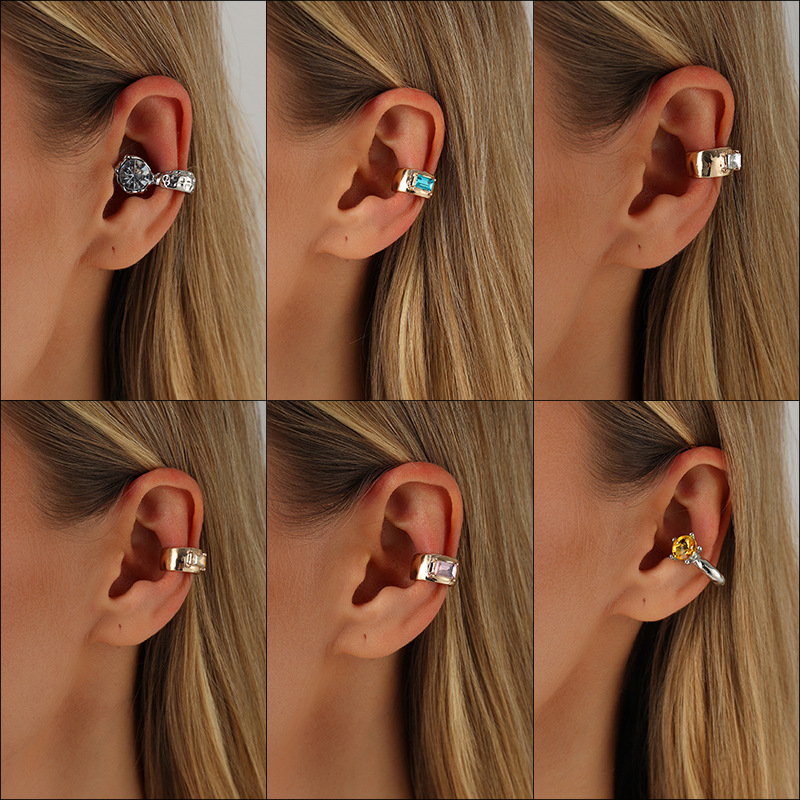 European and American cross-border fashion accessories, stylish and luxurious diamond-studded versatile earrings, simple design, new popular women's ear clips
