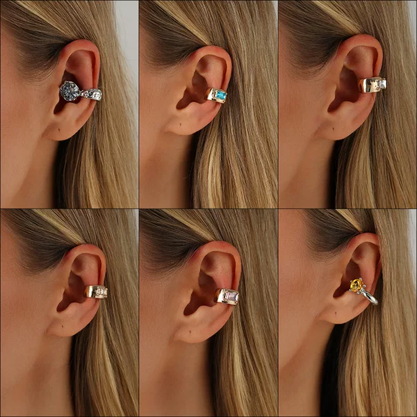 European and American cross-border fashion accessories, stylish and luxurious diamond-studded versatile earrings, simple design, new popular women's ear clips