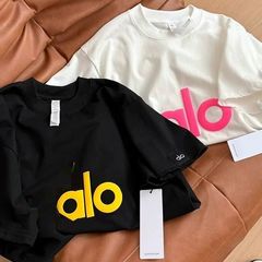 ALO 夏季2025新款纯棉潮牌印花短袖宽松显瘦时尚上衣T恤男女同款