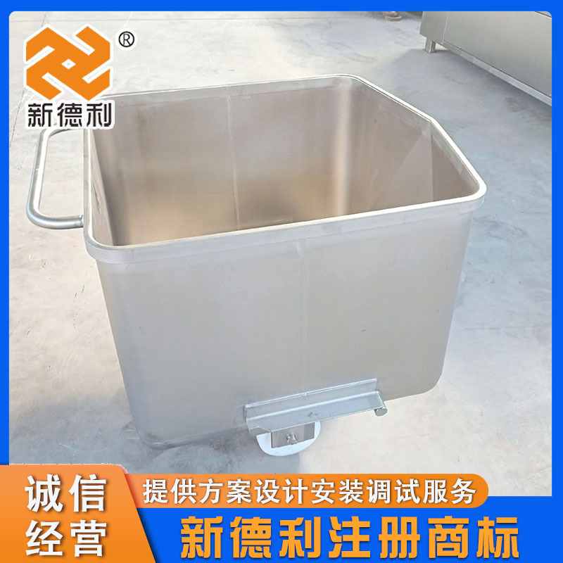 不锈钢食品肉馅手推车200L标准料斗车移动物料车商用车间物料推车