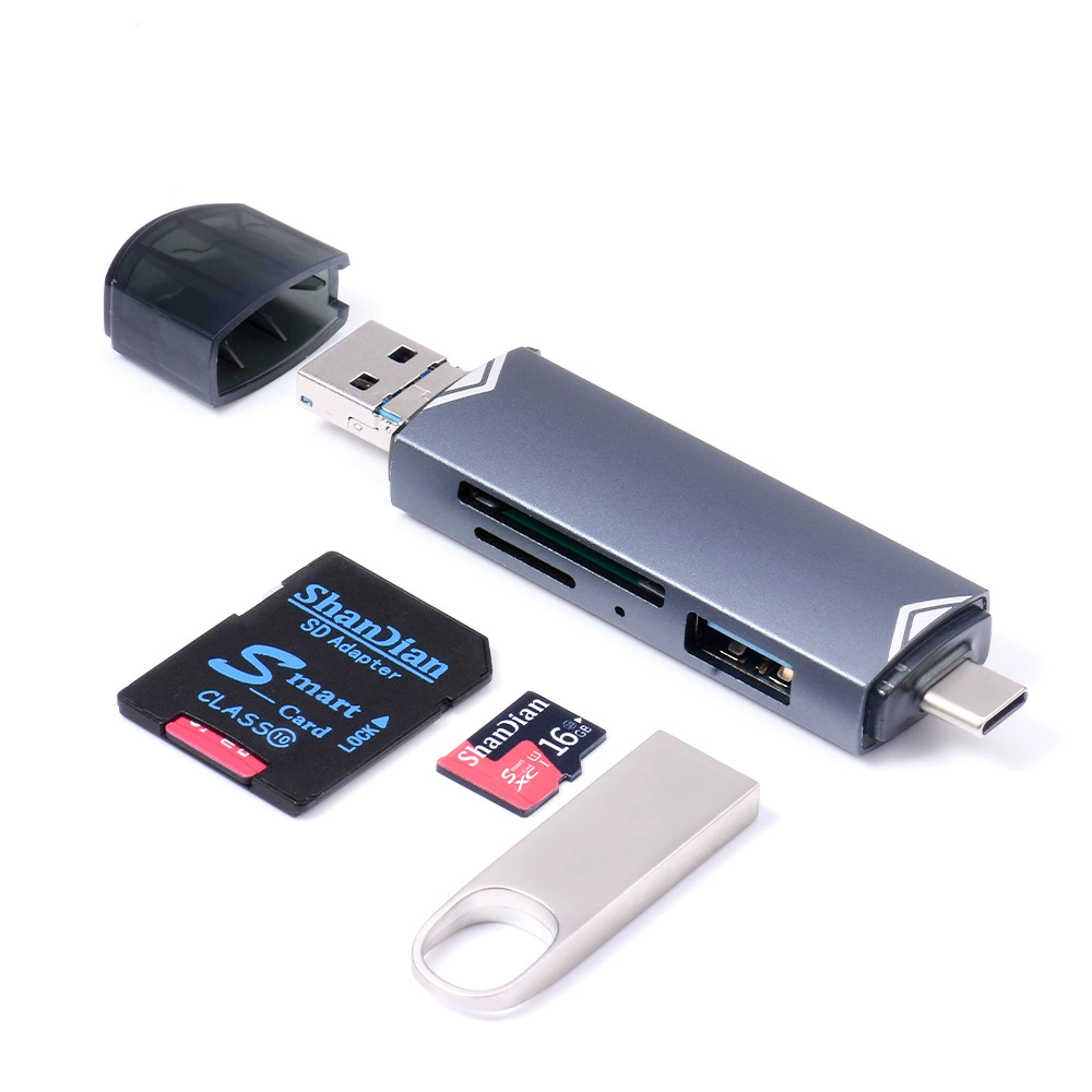 New Multifunctional 6-in-one Card Reader TF/SD/U Disk/Type-C OTG General Extension High-speed Card Reader