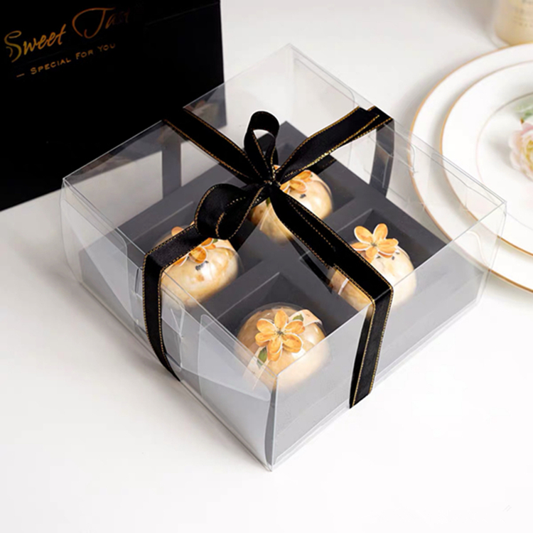 Caja de embalaje de pastel de luna transparente, 4 cápsulas, 6 cápsulas, caja de regalo, bolsa de regalo, caja de embalaje de huevo a medida, piel de hielo, luna