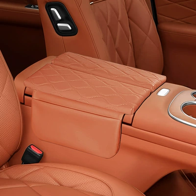 27 Models of Special Armrest Box Height-Increasing Protective Covers for the Tiggo 9, in the Same Color as the Original Car, with Leather Storage Pockets and Velcro Installation (Armrest box pad) - 27-tiggo-9-orange