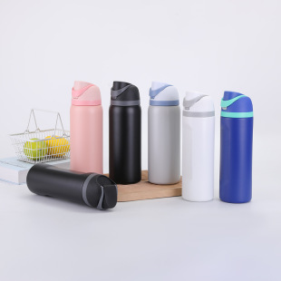 Cross-border explosions owala high color value large capacity sports one cover double drink stainless steel straw fruit cup thermos cup