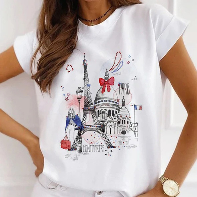 Women's T-shirt Short Sleeve T-shirts Printing Casual Printing display picture 1
