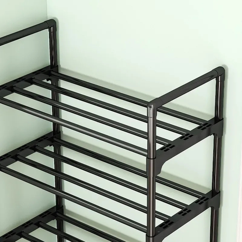 Estante de zapatos simple resistente puerta doméstica dormitorio multicapa alquiler de alquiler armario de zapatos a prueba de polvo almacenamiento estante de almacenamiento móvil