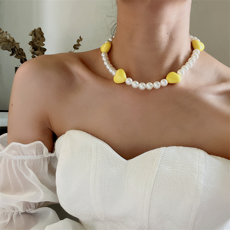 1 Piece Vacation Heart Shape Imitation Pearl Beaded Womenu0027S Choker