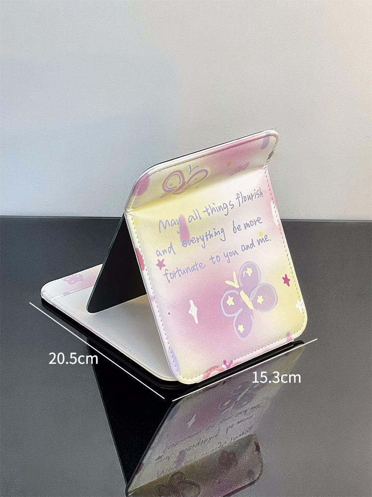 Espejo plegable espejo de tocador de escritorio de un solo lado pequeño dormitorio de estudiantes portátil de alto aspecto Oficina escritorio hogar