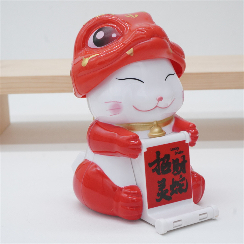 太阳能灵蛇招财猫桌面摆件办公室装饰品跨境电商创意礼品车载摆件详情7