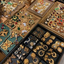 欧美跨境s925镶钻耳环中古彩色珐琅高级感银针耳钉ins轻奢耳饰女