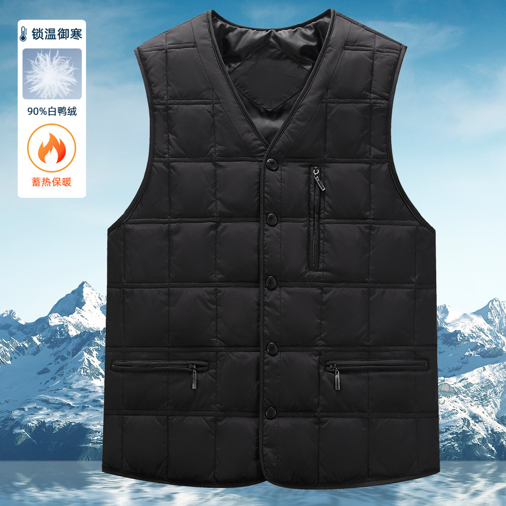 Autumn and winter light down vest men wear waistcoat inside and outside the middle-aged father's warm 90 white duck down vest vest vest