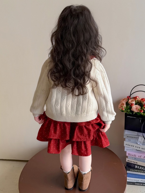 女童秋季洋气开衫连衣裙套装2025新款网红儿童女宝宝秋装蛋糕裙子|undefined