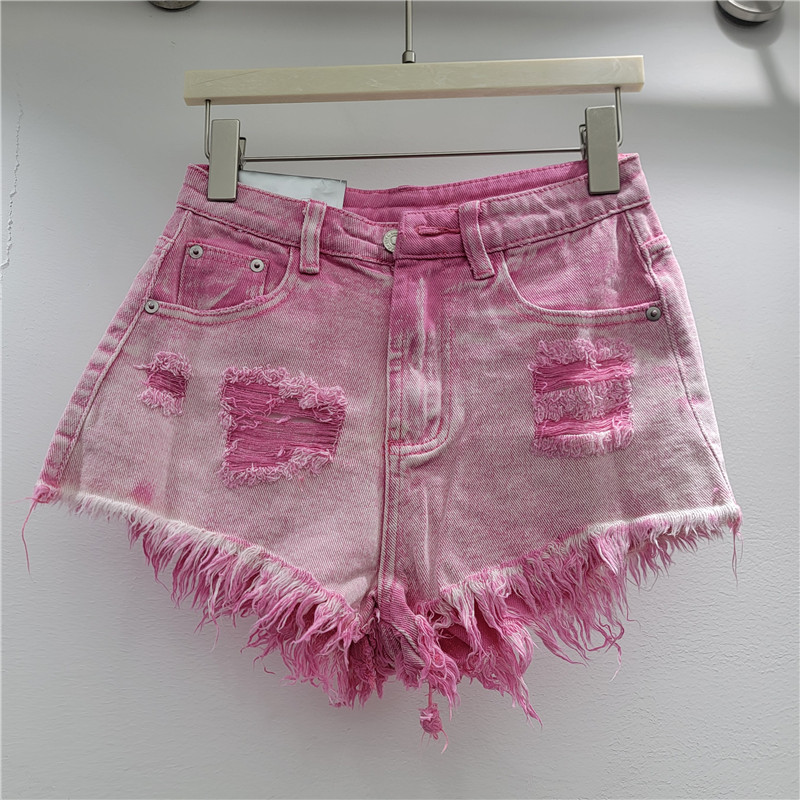 Pantalones Cortos de Mezclilla Deshilachados para Mujer con Detalle Roto