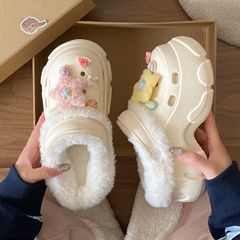 可拆卸棉拖鞋女士秋冬季外穿厚底冬天2025新款棉拖加绒洞洞鞋冬款