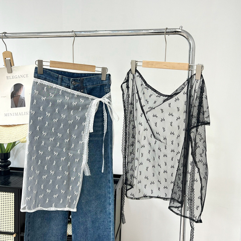 South Korea Early Spring New One-Piece Stacked Apron Gauze Curtain Skirt Cover Sweet Lace Crotch Curtain Gauze Skirt